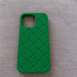 iPhone 14 Pro Max Green Woven Pattern Phone Case